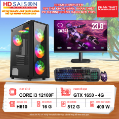 HNAM PC i3 12100F RAM 16G SSD 512G VGA 1650 LCD 24 inch 100Hz